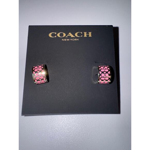 Coach Gold & Pink Signature Enamel Huggie
Earrings - NWT! - Picture 4 of 5